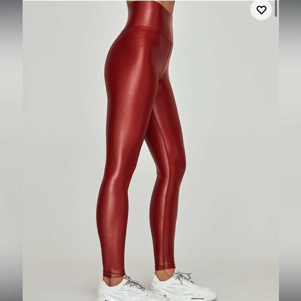 High-Waist Faux Leather Red Leggings